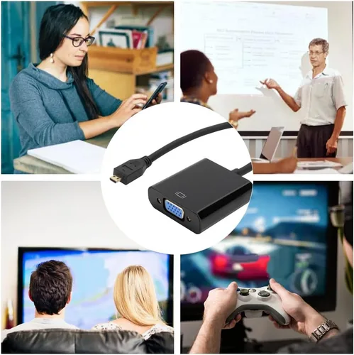 Vista 6 de Convertidor de video micro HDMI a VGA, adaptador de convertidor de video micro HDMI a VGA 1080P, para Raspberry Pi 4B, con función de fuente