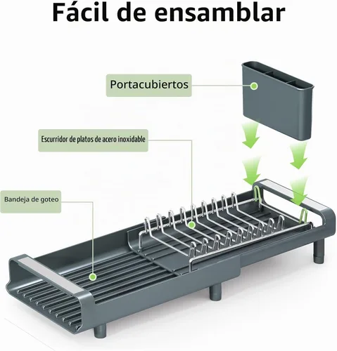 Vista 8 de [Usado] TOOLF Escurridor de platos pequeño, mini escurridor compacto expandible, escurridor de platos delgado y extensible de acero inoxidable
