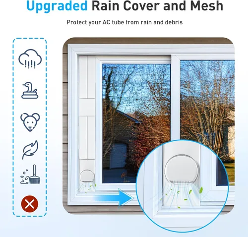 Vista 5 de AGPTEK Kit de ventilación de ventana para aire acondicionado portátil con manguera de 5.9 pulgadas, placas de sellado de ventana ajustables de 16.9