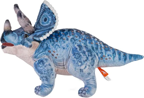 Vista 3 de Wild Republic Colección Artista, Triceratops de dinosaurio, regalo para niños, 15 pulgadas, juguete de peluche, botellas de agua recicladas