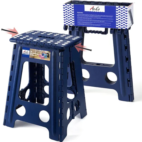 Vista 22 de ACKO Taburete plegable de 13 pulgadas, soporta 300 libras para adultos y Bicolor Verde