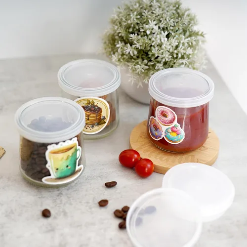 Vista 5 de Oui - Juego de 48 tapas para tarros de yogur Oui, tapas de repuesto de plástico transparente compatibles con tarros de yogur Oui, tapas para tarros