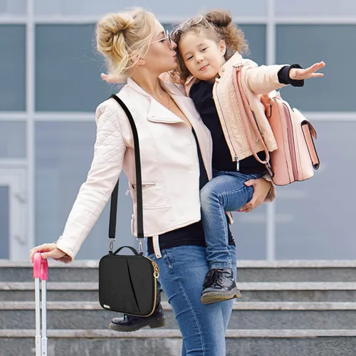 Vista 2 de heouvo Soporte para pasaporte de viaje RFID para la familia, organizador portátil de documentos de viaje prémium para mujeres, soporte