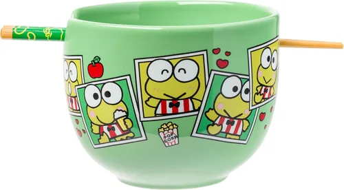 Vista 69 de Silver Buffalo Hello Kitty y sus amigos Chococat - Tazón de cerámica para ramen y arroz con palillos, patrón a cuadros, apto para microondas, 20