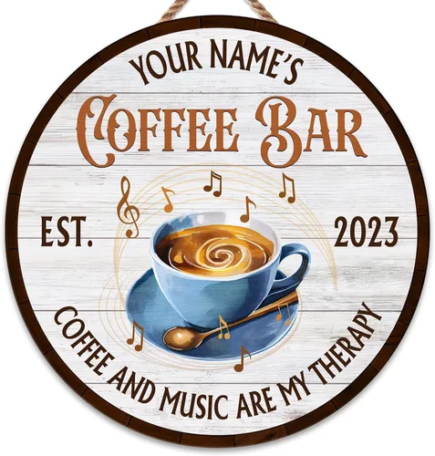 Vista 23 de Artsy Woodsy Letrero personalizado de madera para cafetería, placa de pared para decoración de cocina, regalos personalizados para amantes del café