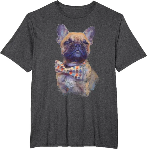 Vista 12 de Camiseta de bulldog francés con estampado realista, artística de bulldog francés, Negro, S