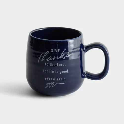 Vista 2 de Dayspring - Grateful Thankful Blessed - Taza de cerámica inspiradora de 16 onzas (J3876), azul
