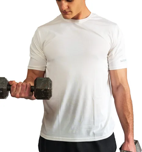 Vista 4 de BUILTCOOL Camisa de cuello redondo para hombre, de secado rápido, absorción de humedad instantánea, protección solar UPF 50