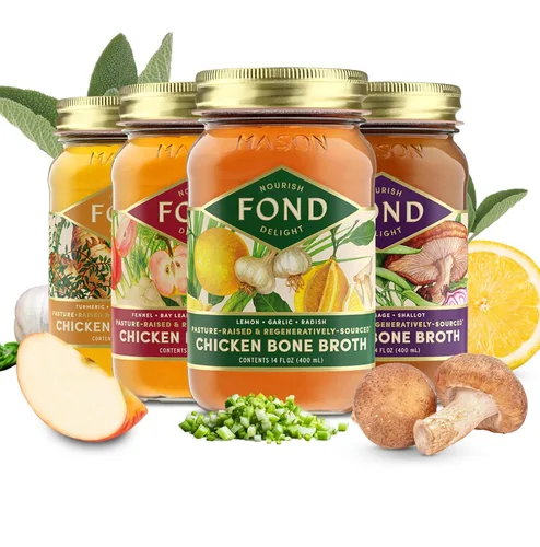 Vista 10 de FOND - Caldo de hueso de res regenerativo alimentado con pasto y caldo de hueso de pollo criado en pasto, caldo de carne de res y pollo a fuego