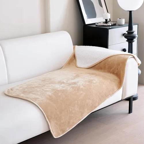 Vista 7 de gogobunny Manta de cama impermeable, manta reversible de forro polar Sherpa para perro, cachorro y gato, funda para muebles que protege la cama Beige