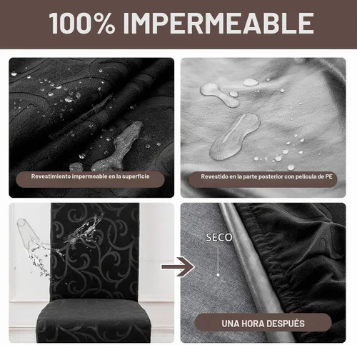 Vista 3 de Genina Fundas impermeables para sillas Parsons de comedor, fundas elásticas para sillas Parsons para comedor, cocina, funda protectora para silla