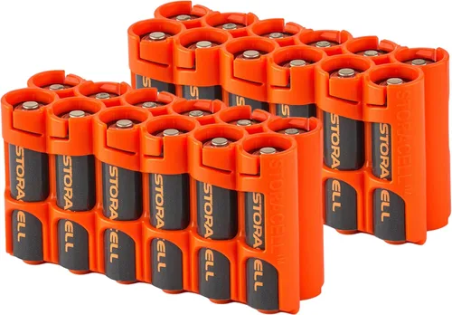 Vista 9 de Soporte para 12 baterías Storacell, AA Powerpax, color amarillo.