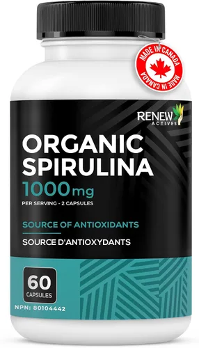 Vista 8 de Renew Actives Espirulina orgánica de 1000 mg por 2 cápsulas – Superalimento para hombres y mujeres – Apoya la energía, el bienestar y la función