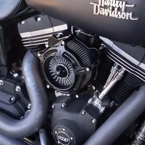 Vista 2 de Ajuste para el limpiador de aire Harley Touring Black Ops 2000-2007, entradas de aire Flstc Heritage Softail Classic 93-15 filtro gris