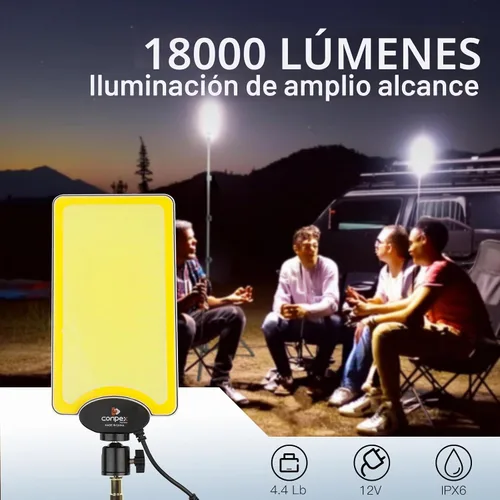 Vista 2 de CONPEX Luces LED telescópicas para acampar de 18000 lúmenes, trípode, control remoto, luz telescópica al aire libre con soporte