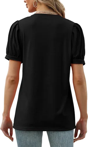 Vista 4 de Geifa Camisetas de verano para mujer, manga corta, cuello en V, holgadas, casuales