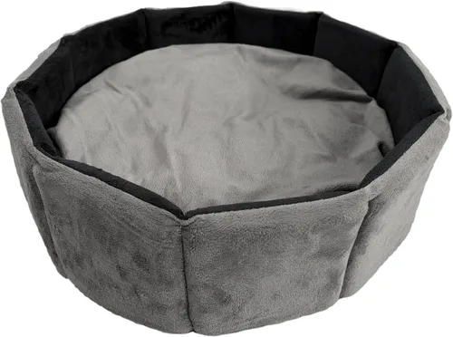 Vista 2 de PJYuCien - Cama redonda ortopédica de espuma viscoelástica para mascotas, 20 pulgadas, color gris