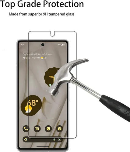 Vista 5 de Marco de fácil alineación diseñado para Google Pixel 7 5G Protector de pantalla de vidrio templado 2-Pack Película protectora de lente de cámara