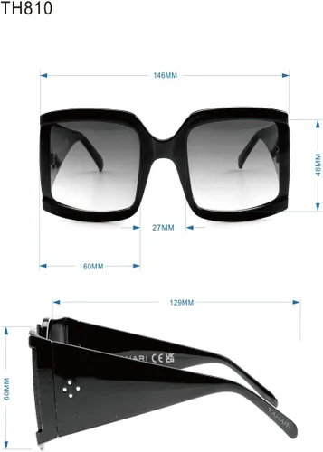 Vista 5 de TAHARI Gafas de sol cuadradas de gran tamaño, color nude, 2.362 in, Desnudo