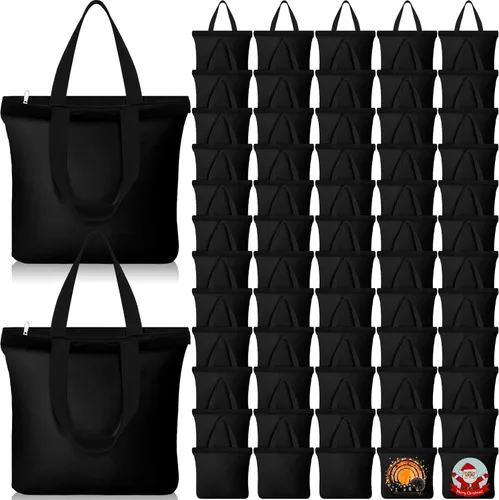 Vista 11 de Silkfly 20 Bolsas de Lona a Granel de 16.5x13.4'' Bolsas de Lona de Algodón en Blanco con Asas y Cremallera Reutilizables Lisas para Comestibles