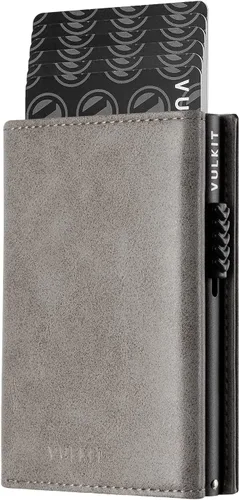 Vista 16 de VULKIT Cartera con tarjetero con bolsillo para monedas, cierre magnético, tarjetas desplegables con ventana para identificación, cartera de cuero
