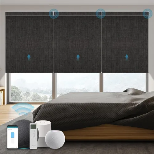 Vista 42 de Persiana Motorizada, Compatible con Homekit Thread-Enabled, Persianas Inteligentes 100% Opacas con Control Remoto, Persiana Enrollable Eléctrica