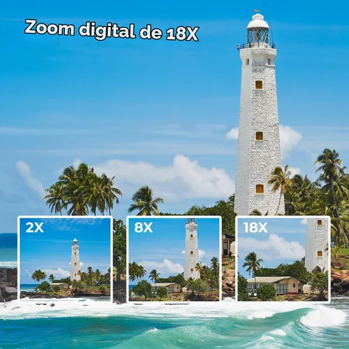 Vista 3 de Cámara de video videocámara 2.7K 48MP, cámara de vlogging para YouTube con luz de relleno, 3 pulgadas, 270° 18X, zoom digital, pantalla abatible