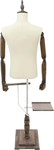 Vista 5 de Forma de vestido de maniquí masculino con soporte, cuerpo de maniquí de altura ajustable con estante desmontable para pantalones y soporte