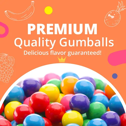 Vista 4 de Bolas de chicle para repuestos de máquina de chicle, bolas de goma de mascar con sabor a frutas surtidas, mini chicles de 0.5 pulgadas, paquete