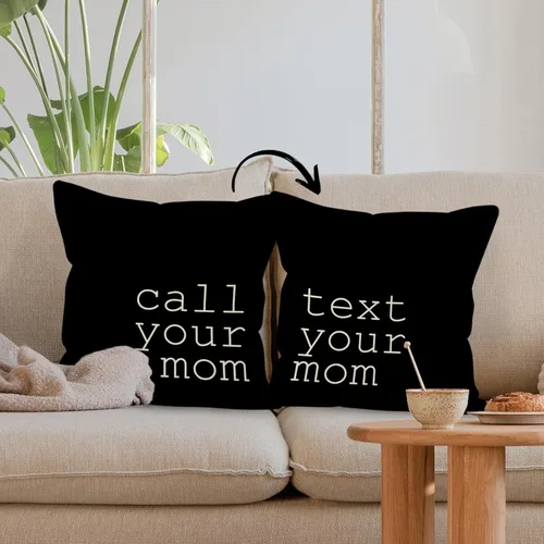 Vista 5 de Call Text Your Mom - Funda de almohada reversible de lino de 18 x 18 pulgadas, fundas de almohada para aula, regalos de graduación para decoración