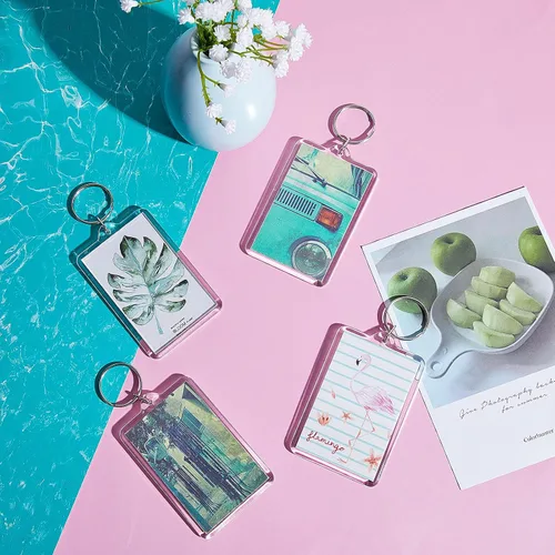 Vista 4 de Inbagi Picture Frame Keychain Acrylic Photo Keychain Clear Rectangle Acrylic Keychain Blanks 2 x 3inch