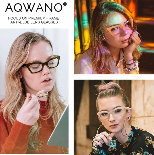 Vista 3 de AQWANO Stylish Blue Light Reading Glasses for Women, Fashion Butterfly Design Computer Readers Eyeglasses