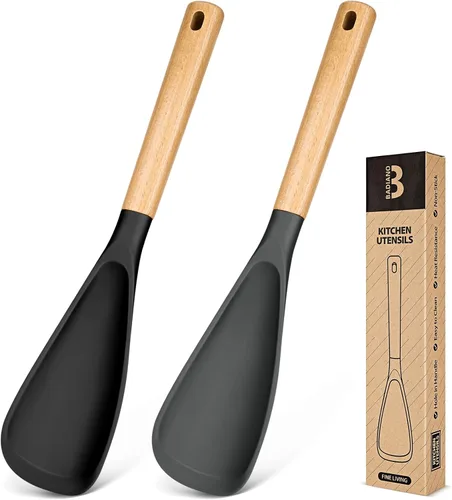 Vista 10 de Cuchara de cocina para utensilios de cocina antiadherentes, ideal para cocinar y servir silicona mate resistente sin BPA, cuchara con mango