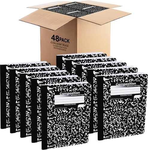 Vista 8 de Cuadernos de composición a granel, Cuadernos de papel con rayas universitarias, 100 hojas, Cuadernos de suministros escolares, Cuadernos