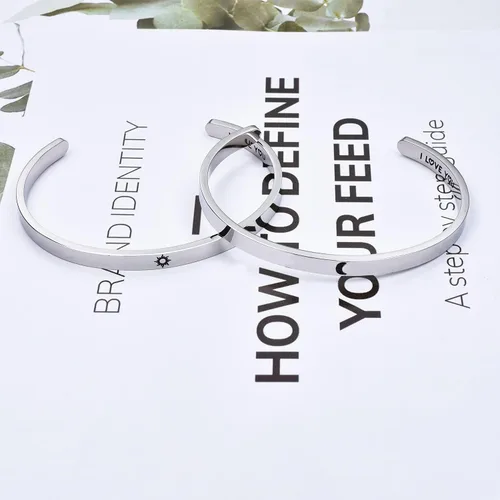 Vista 3 de Picalela - Pulseras para parejas regalos de pareja con texto I Love You para novio y novia sol y luna pulseras para parejas