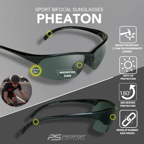 Vista 4 de proSPORT BIFOCAL - Lentes de sol tintados para hombre y mujer, alta definición, amarillo ámbar ahumado, +1.50 +1.75 +2.00 +2.25 +2.50