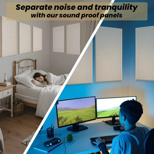 Vista 5 de 6 paneles acústicos, grandes paneles de pared insonorizados, paneles profesionales de fibra de vidrio que absorben el sonido, paneles de espuma a