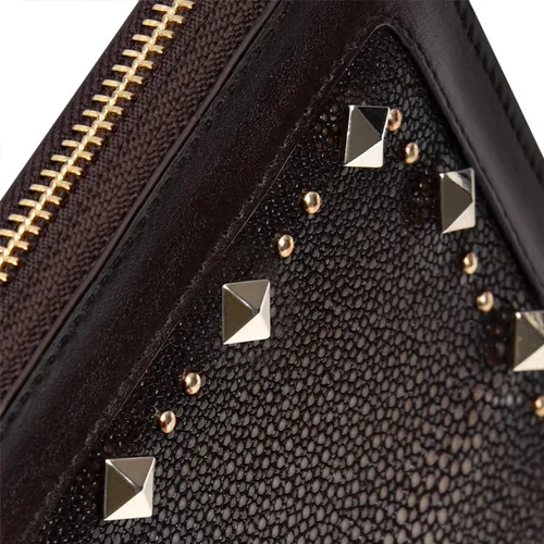 Vista 6 de Cuadra Cartera de mujer en cuero genuino Stingray marrón, BD224MA, Marrón, Moda
