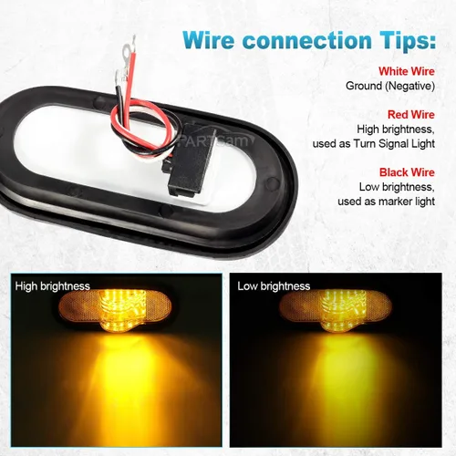 Vista 5 de Partsam 4 luces de marcador ámbar de señal de giro medio de 6 pulgadas, montaje de goma, 24 LED con lente reflejo universal sellado ámbar LED de 6