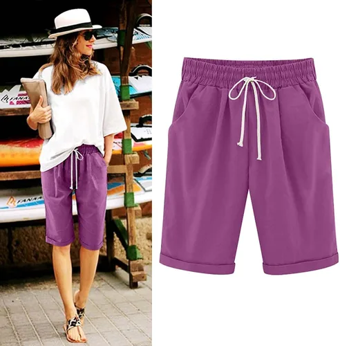 Vista 31 de Pantalones cortos sólidos con control de barriga, casuales, con cordón, cómodos, para mujer, pantalones cortos ligeros de verano para correr 2023