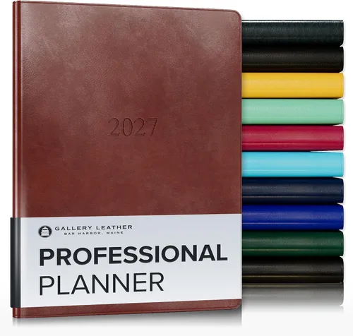 Vista 22 de Gallery Leather Professional Weekly Monthly Planner 2027, Elegantly Bound Calendar Planner and Notebook with Stylish Gold-Gilded Page Edges, 12