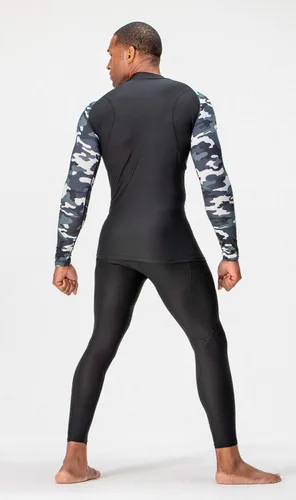 Vista 3 de DEVOPS Paquete de 3 camisas de compresión atléticas de manga larga con cuello alto para hombre