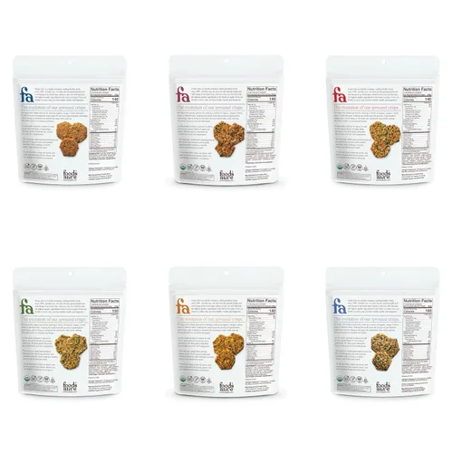 Vista 2 de Foods Alive Savory Organic Sprouted Crisps Bundle (6 sabores), galletas de aperitivos sin gluten de 4 onzas