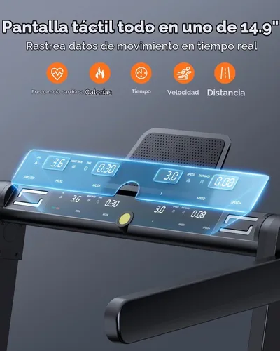 Vista 2 de Acezoe Foldable Walking Pad Treadmill with Handle Bar, Bluetooth Speaker Negro Amarillo