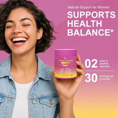 Vista 7 de Her Juicy Gomitas Probióticas para Mujeres: Apoyan el Bienestar Femenino y el Equilibrio del pH, Veganas Naturales, Sabor Piña, Mezcla