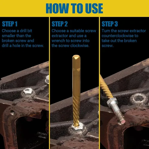 Vista 4 de Juego de 7 piezas de extractor de tornillos dañados, extractor de pernos fácil de quitar con adaptador de cambio rápido para quitar fácilmente