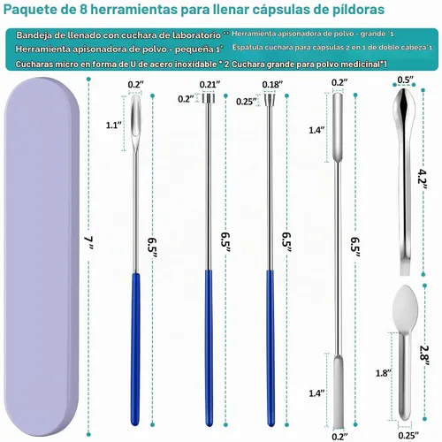 Vista 3 de Kits de máquina de llenado de cápsulas de 8 piezas para relleno de cápsulas de píldoras vacías, suministros para el hogar y laboratorio - Espátula