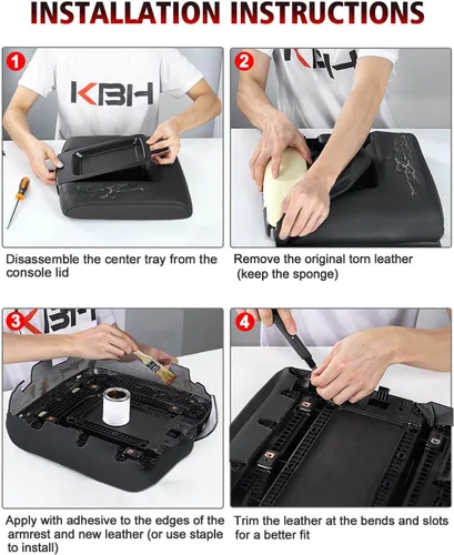 Vista 6 de KBH Funda de reemplazo para consola central de auto para Chevy Chevrolet Silverado y GMC Sierra 1500 2500 3500 2014-2018, funda de reposabrazos