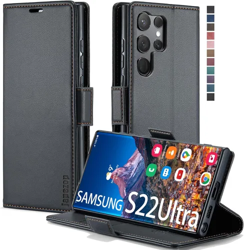 Vista 9 de Funda tipo cartera para Samsung Galaxy S22 5G con bloqueo RFID, color negro