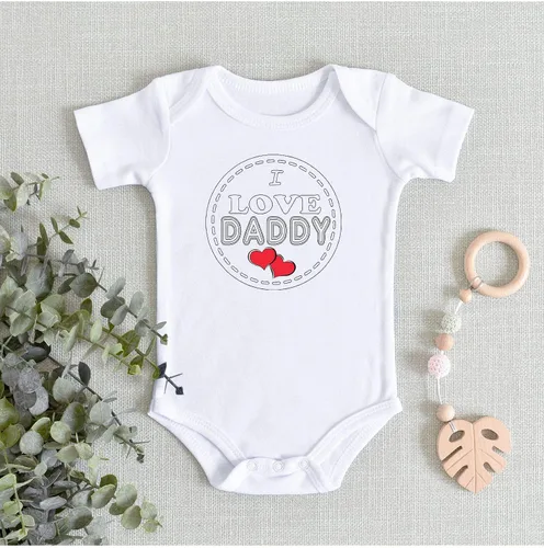 Vista 5 de I Love Daddy" Custom Boutique Body de Onesie.